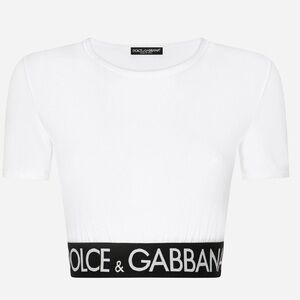 Dolce & Gabbana White Logo Crop Top